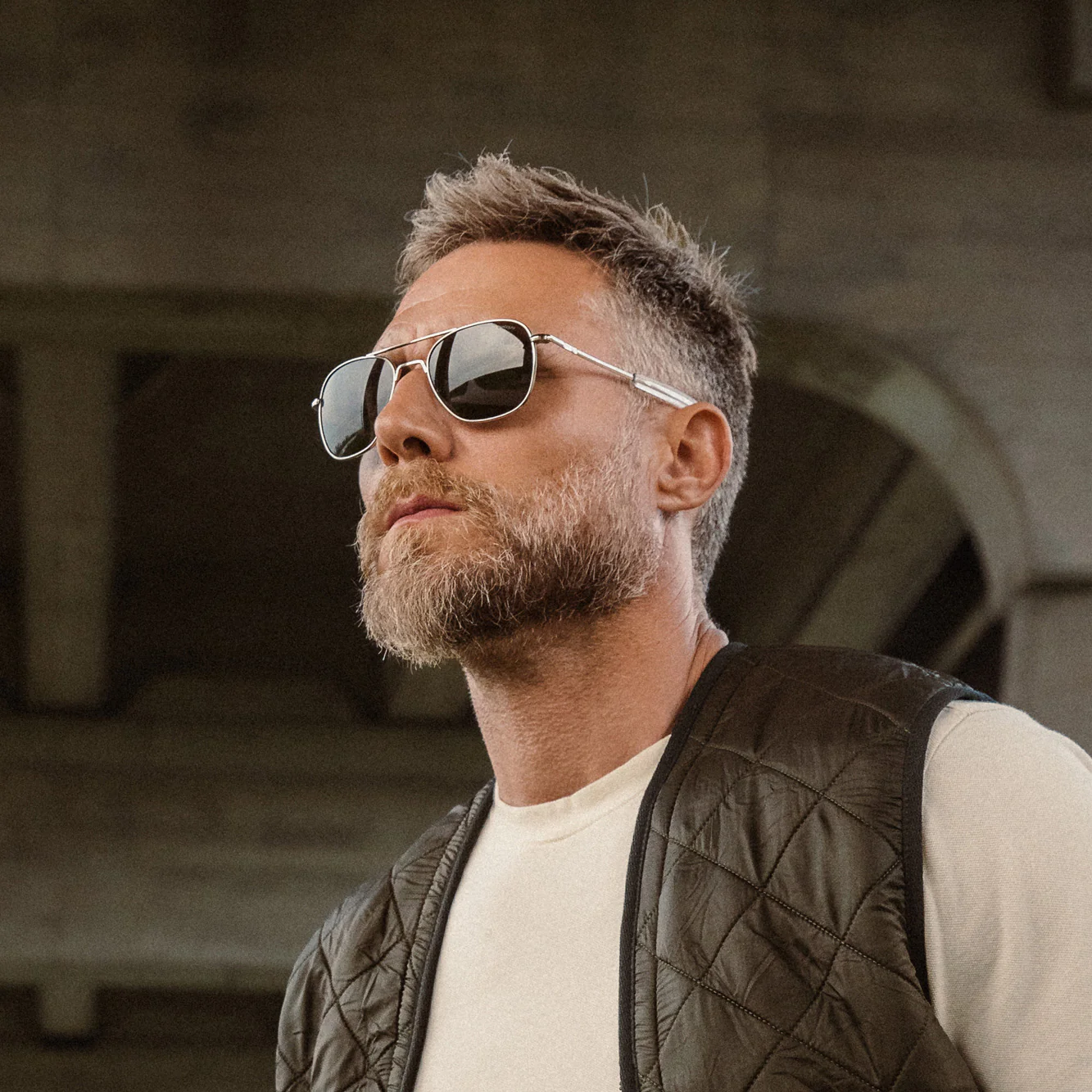 Aviator - 23k White Gold & American Gray