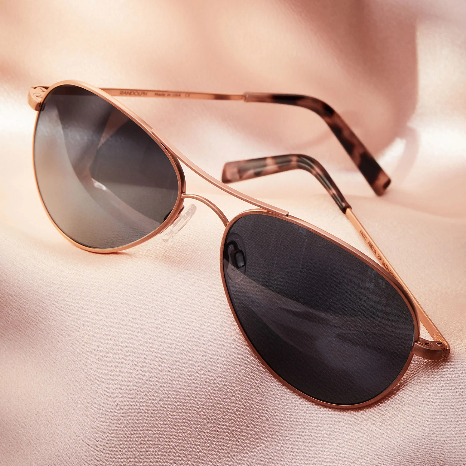 Amelia - 22k Satin Rose Gold & Slate