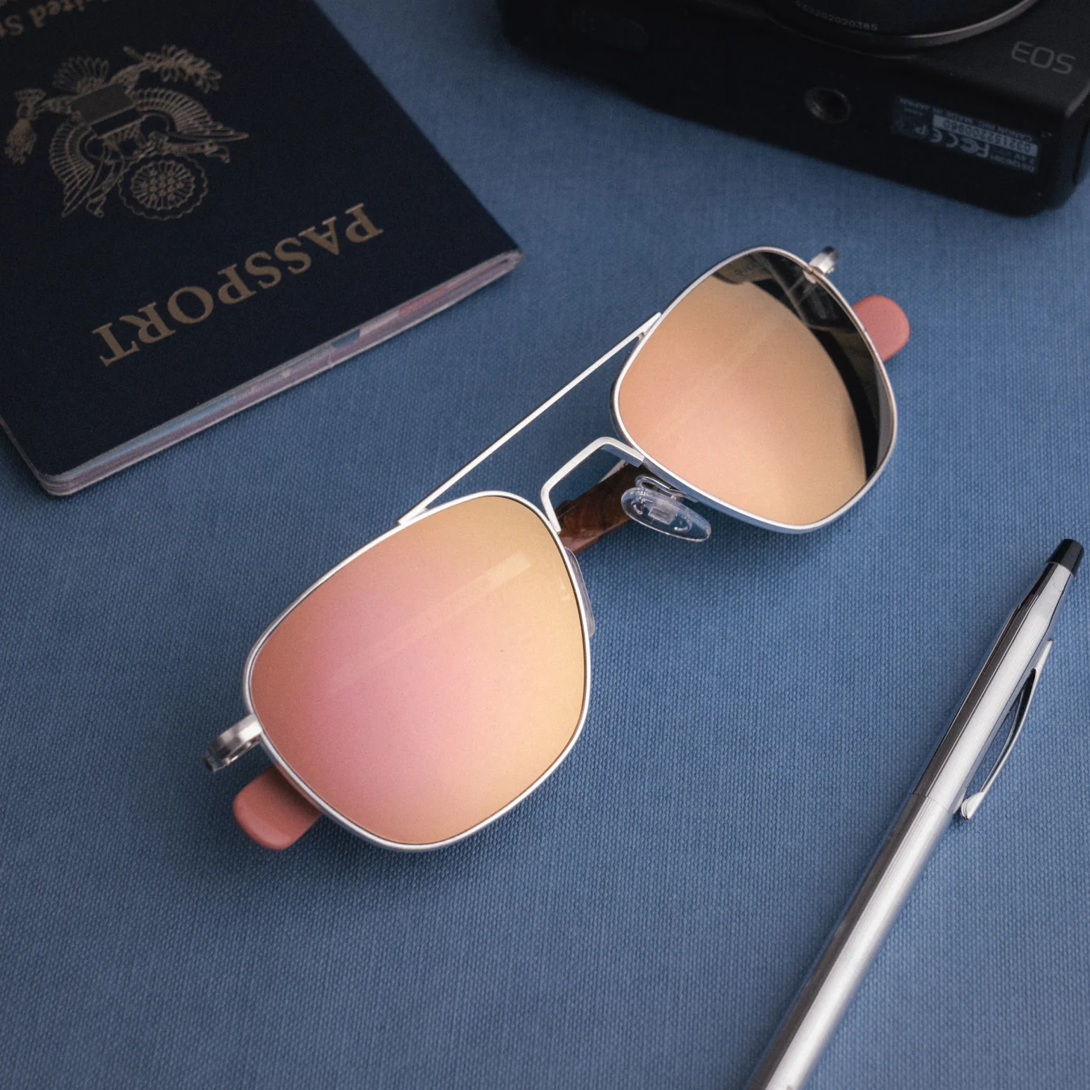 Aviator - Satin Silver & Rose Gold Mirror