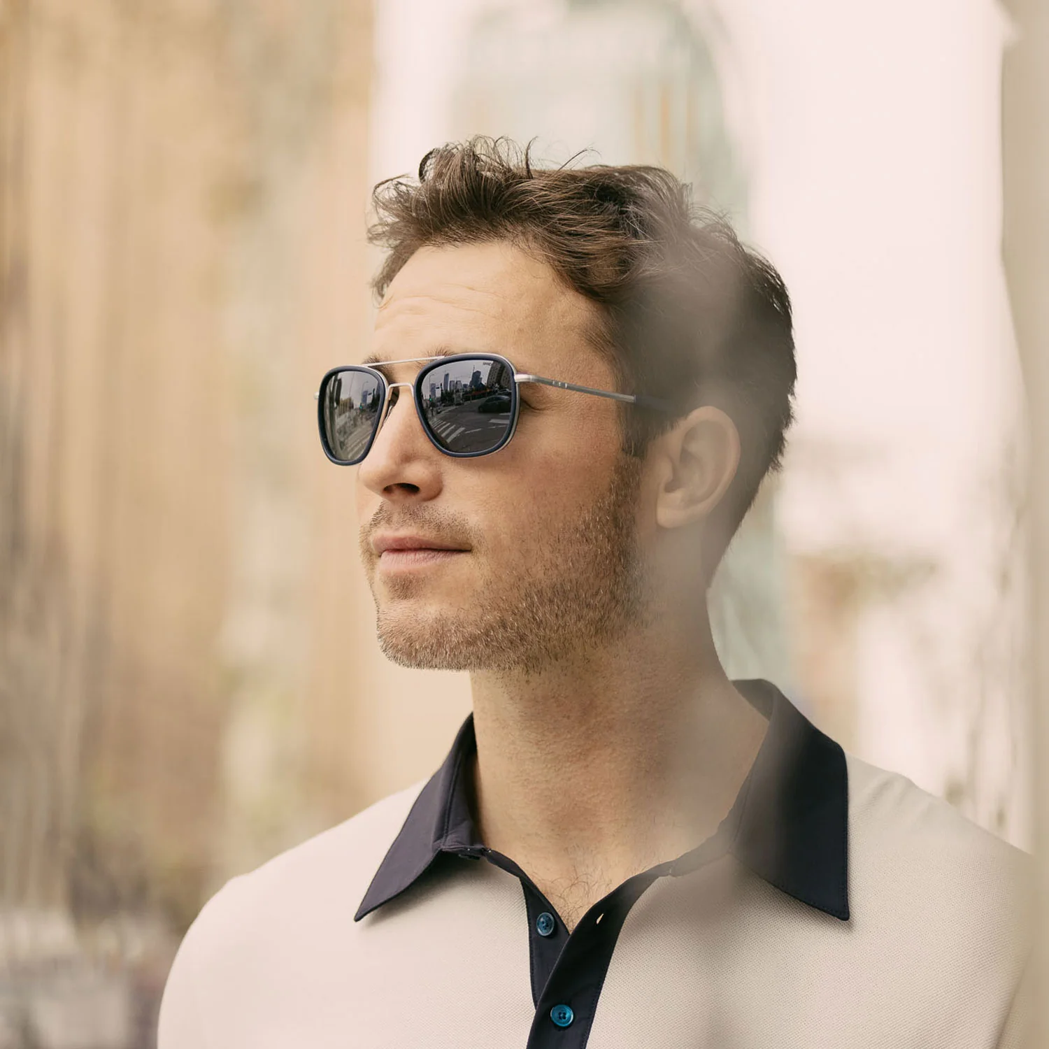 Aviator Fusion - Matte Chrome & Blue Sapphire Inlay & Slate